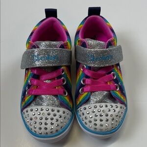 Skechers Twinkle Toes Light Up Sneakers Rainbow Glitter Toddler Size 8